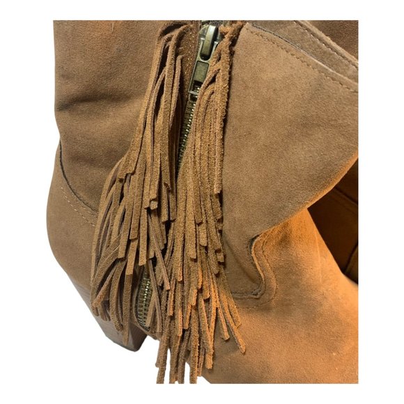 Rampage Leather Frankey Tan Zip Up Booties With Fringe Size 9 - Picture 5 of 11